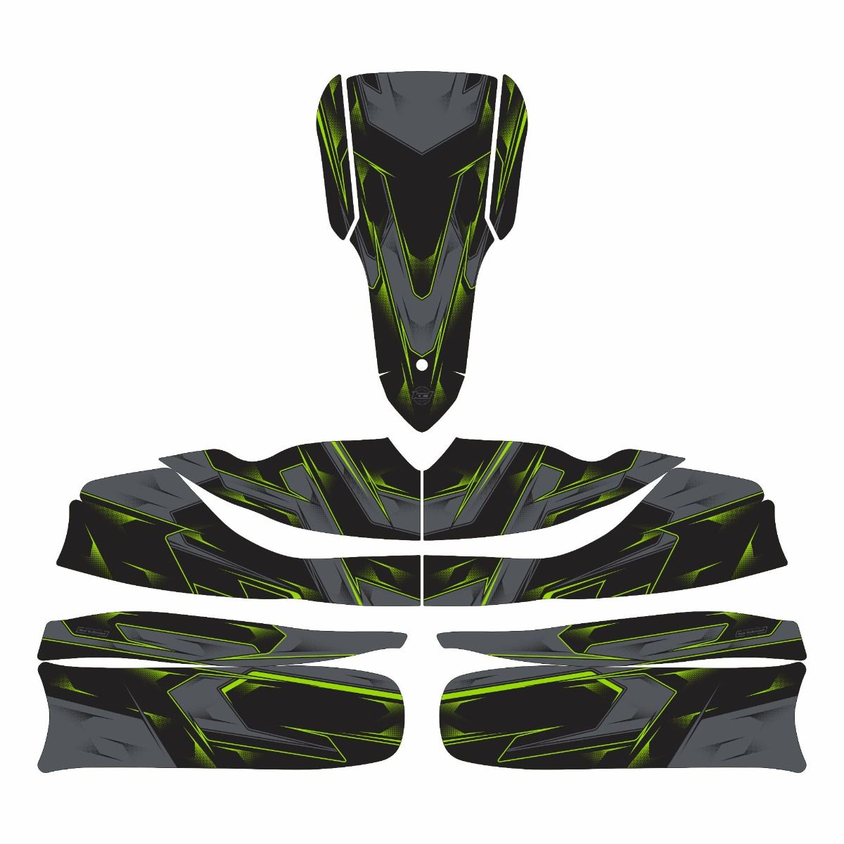 SCC Green Kart Graphics Kit Front Low View