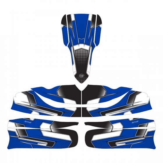 Viper Blue Kart Graphics Kit Front Low View